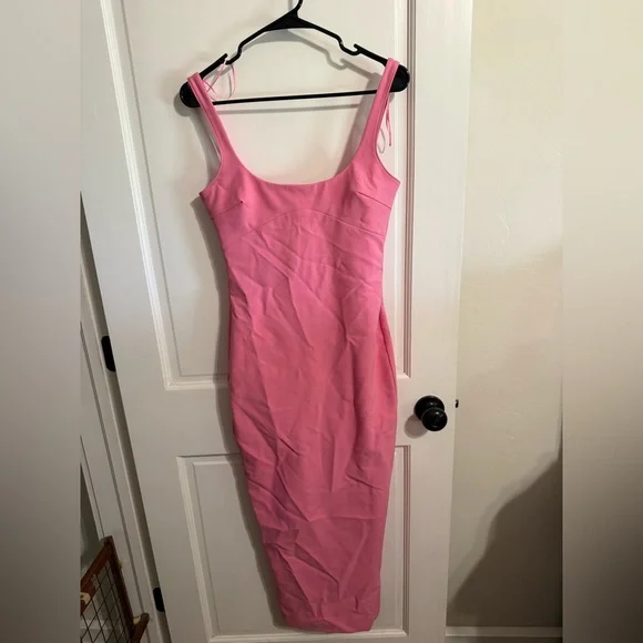 Zara Sleeveless Structured Pink Midi Dress NWT - Picture 6 of 12